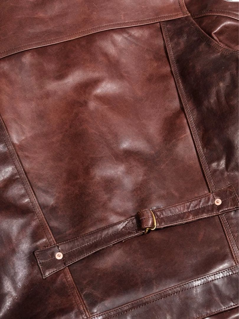 Type1タイプ ブラウン水染めオイルワックス牛革ジャケット