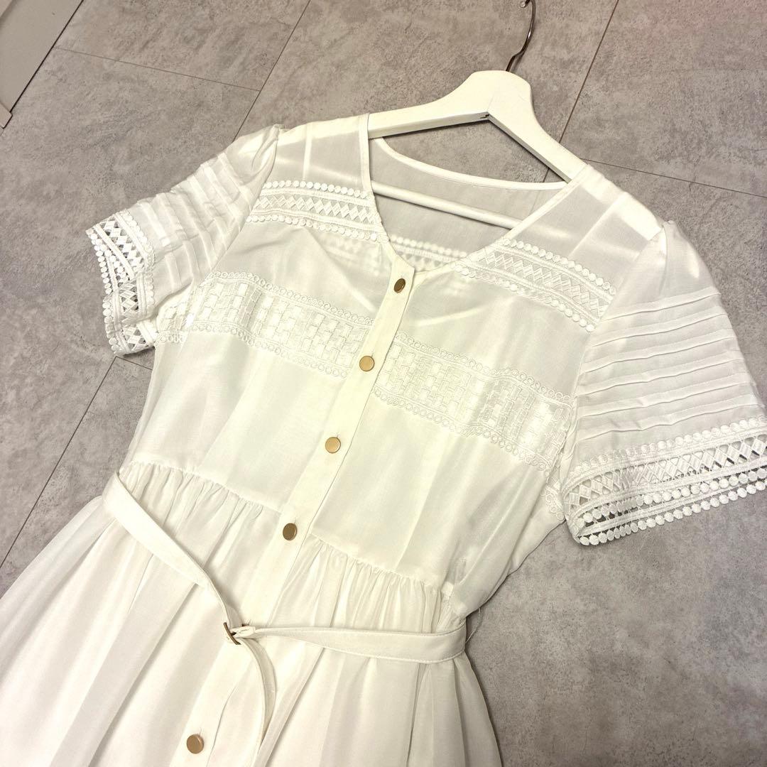 美品！レース切替フレアワンピース　ダイアグラムグレースコンチネンタル　春