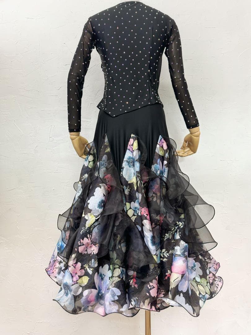 【パーティーに】新品ラインストーンブラウス＆花柄スカートツーピースLサイズｇ07