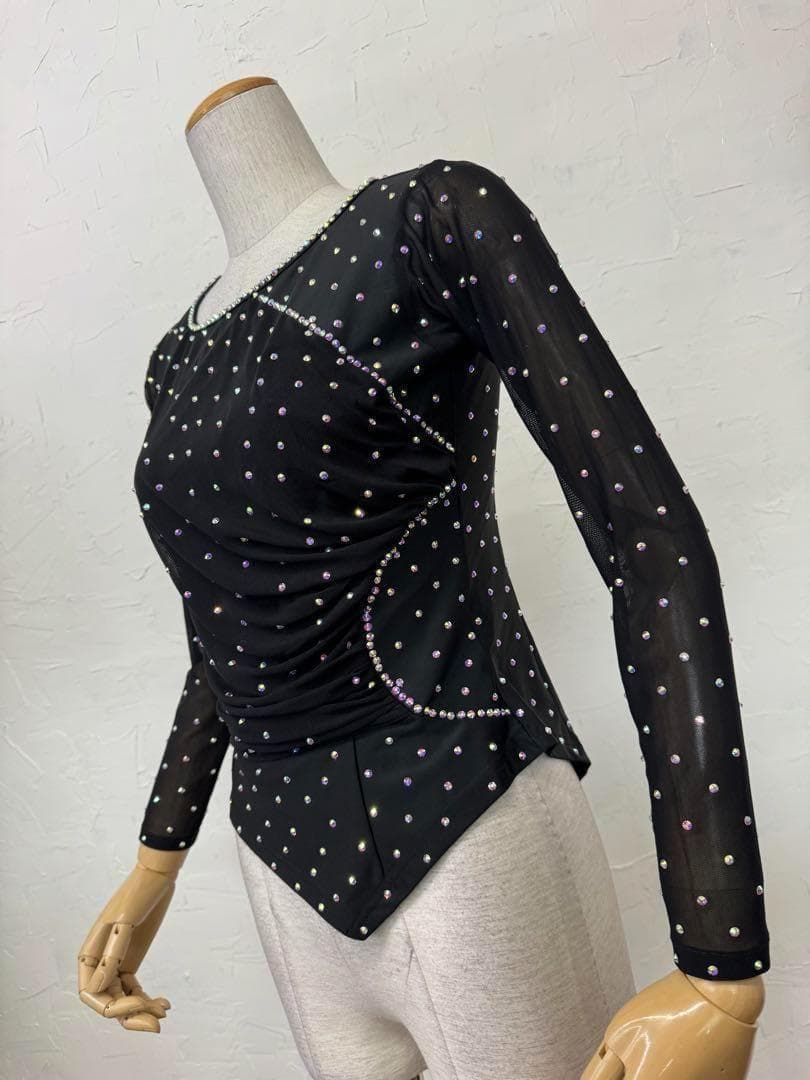 【パーティーに】新品ラインストーンブラウス＆花柄スカートツーピースLサイズｇ07