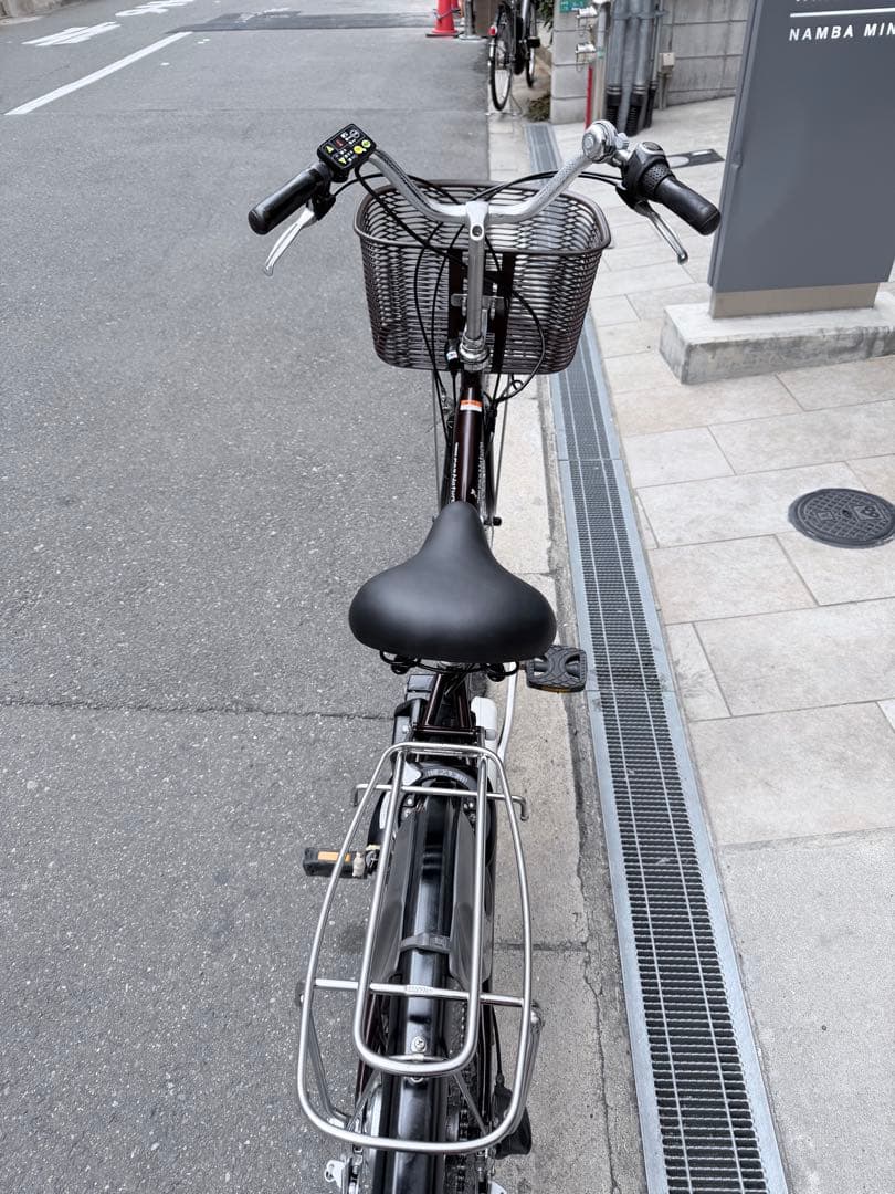 大阪府　ヤマハ　電動アシスト自転車 ブラウン 前バスケット付き　26インチ