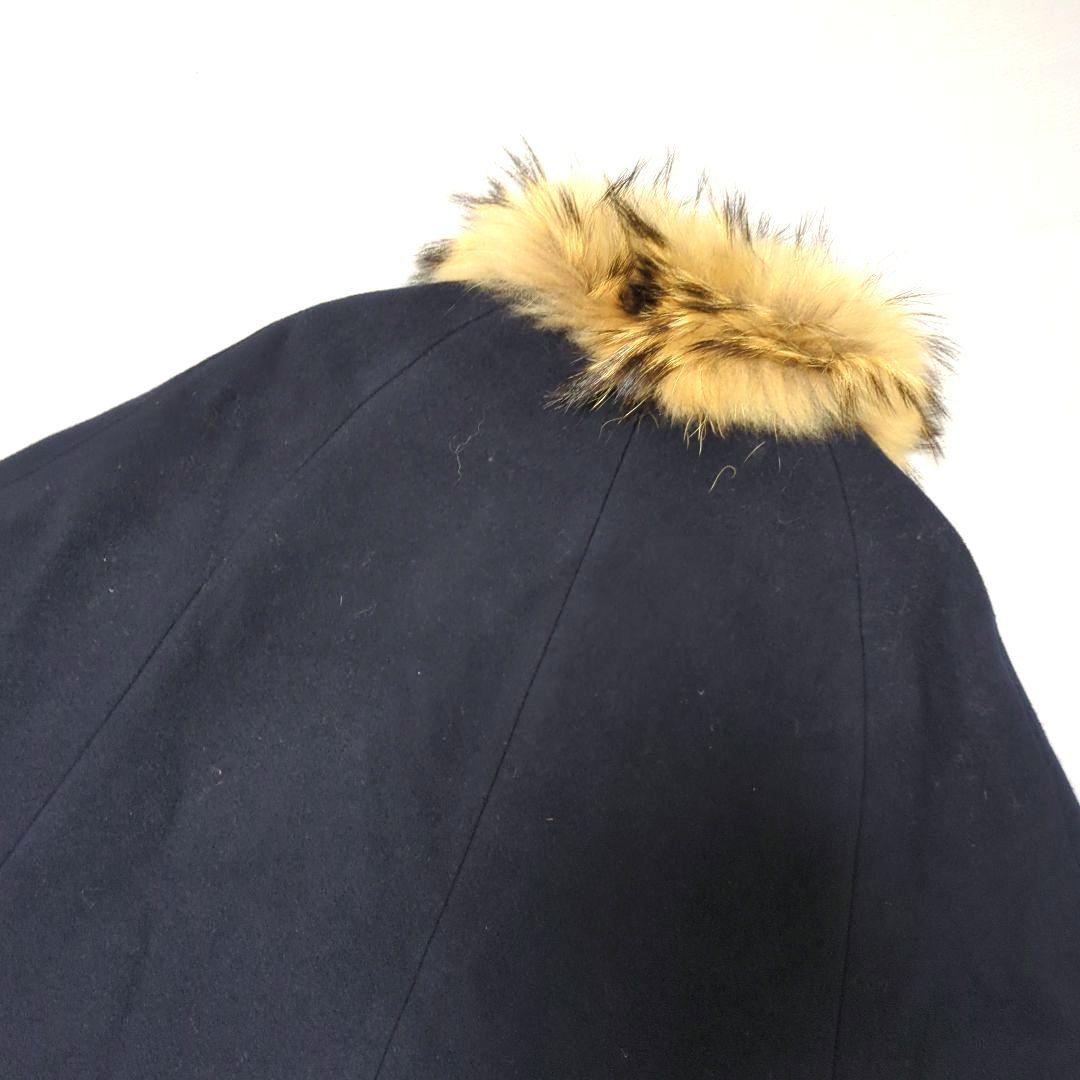 ラクーンファー　ポンチョ　ユナイテッドアローズ　金ボタン　マント　ネイビー　美品