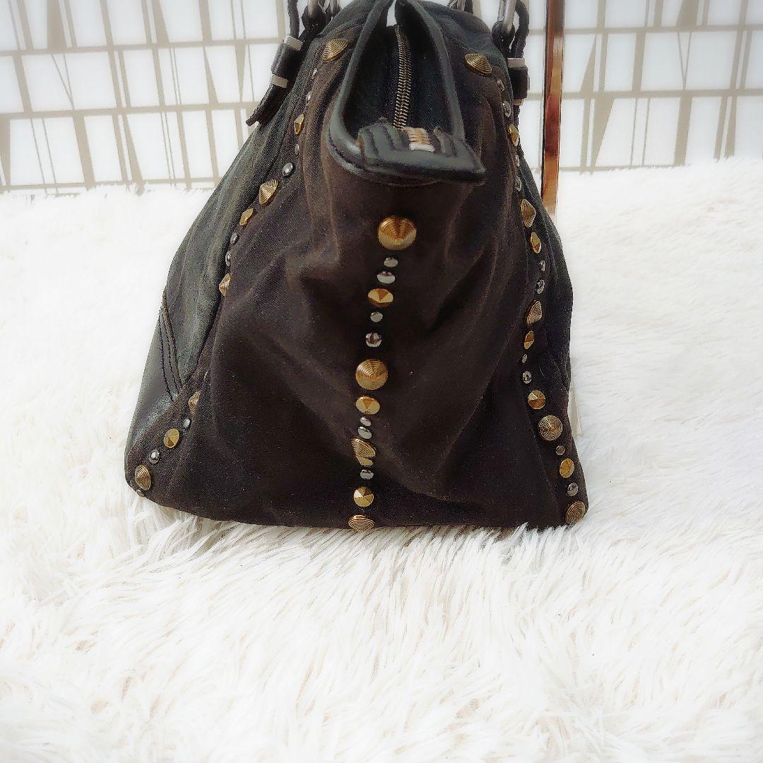 廃盤モデル　DIESEL　トートバッグ　スタッズ　キャンバス　レザー　Y2K