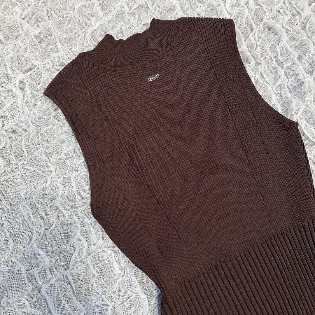 未使用　ブラウン　anuans セミマーメイドニットワンピース　ロング　XS