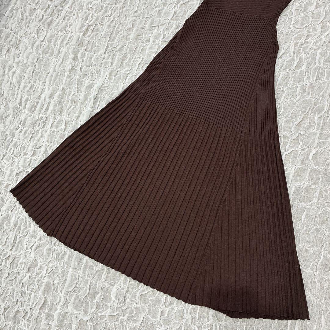 未使用　ブラウン　anuans セミマーメイドニットワンピース　ロング　XS