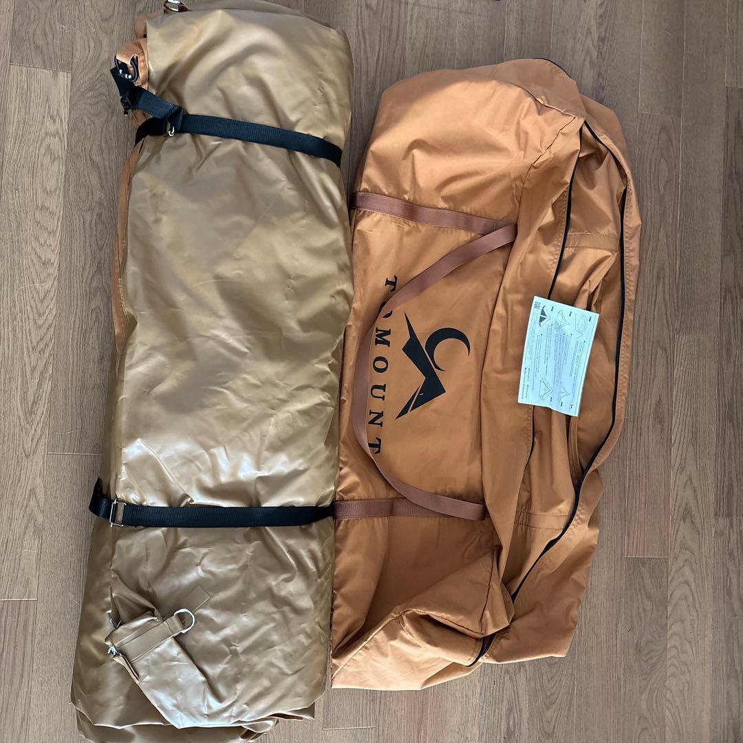 ①TOMOUNT ベルテント 4m TC ②防水シート ③タープ接続部品