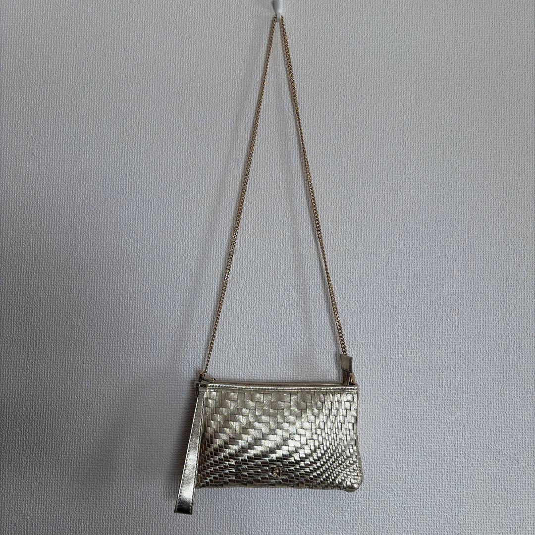 コールハーン　パーティバッグ　ショルダー　ゴールド　チェーン　あみ　2way