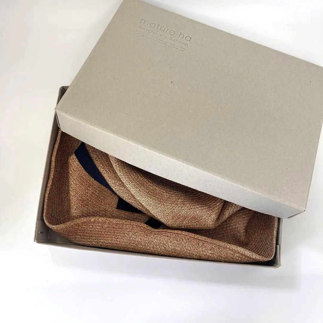 mature ha マチュアーハ ボックスドハット 11cmブリムネイビーリボン