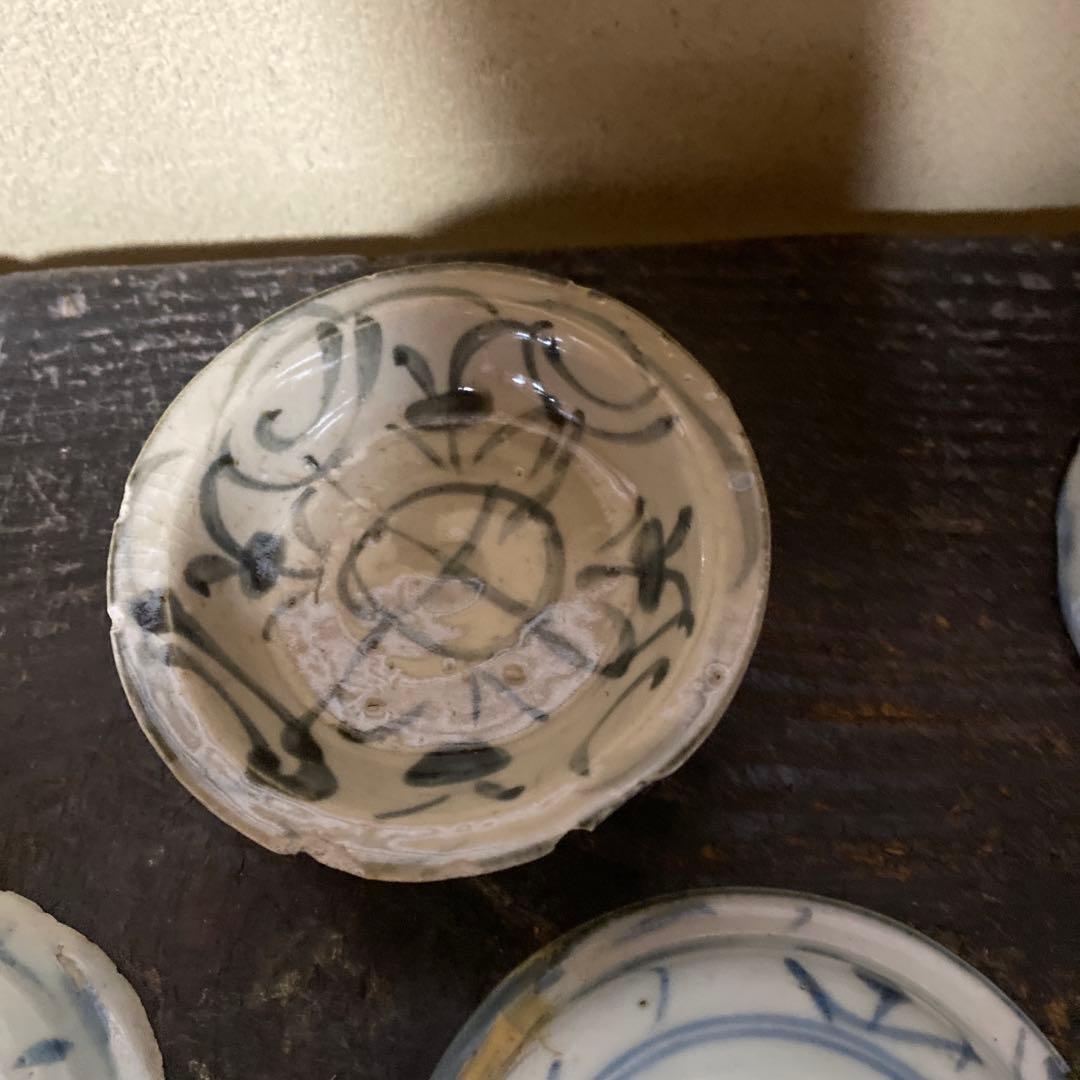 専用　２点　中国古玩　染付高台小皿5枚セット