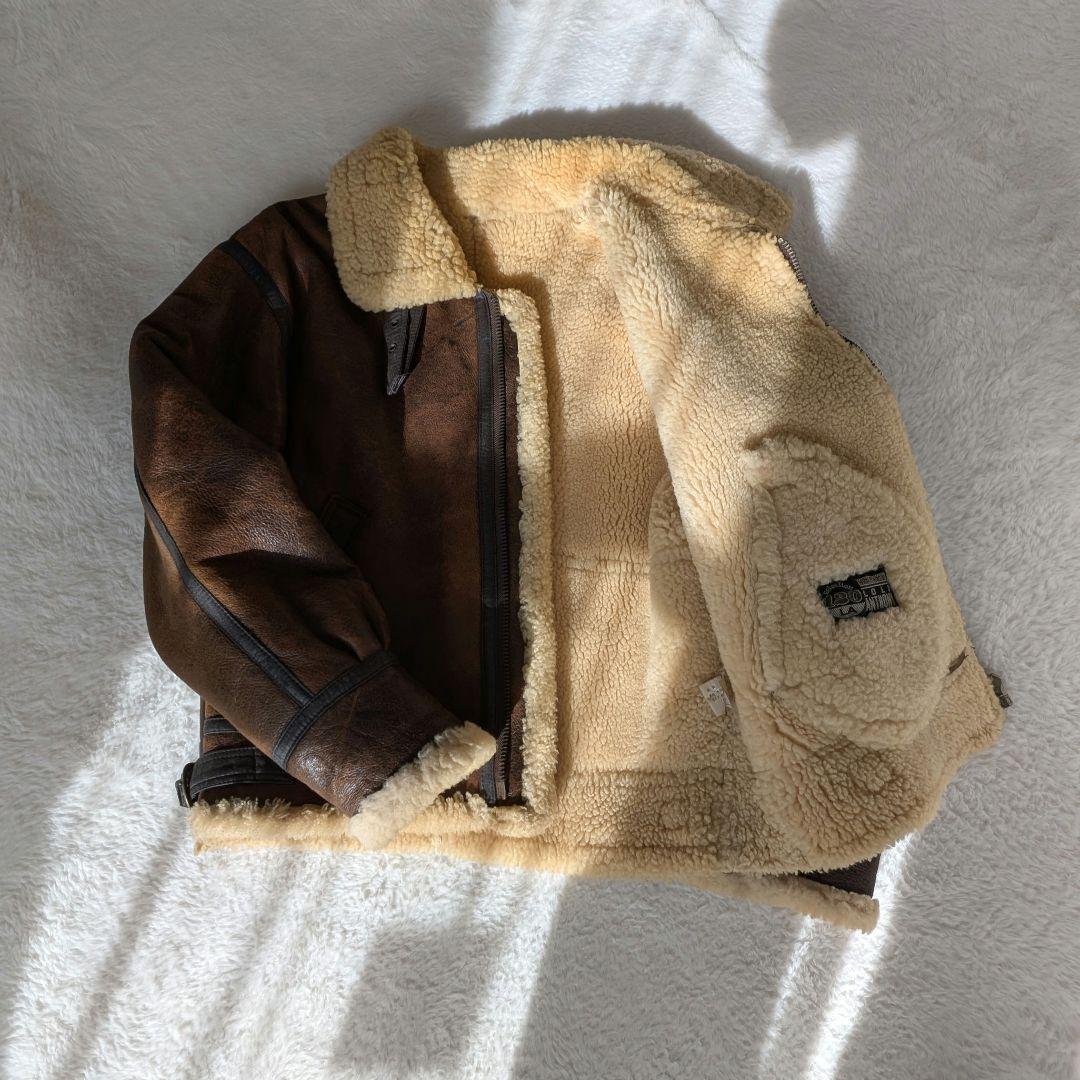 最終❗️ヴィンテージ90s B3 B-3 羊革レザージャケットL 茶