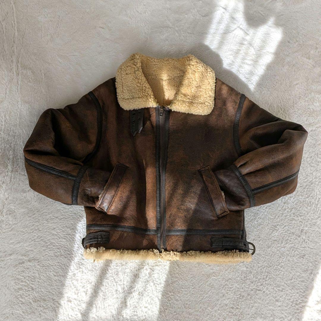 最終❗️ヴィンテージ90s B3 B-3 羊革レザージャケットL 茶