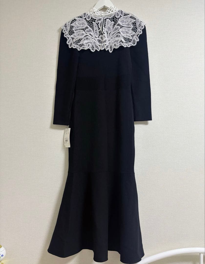 新品タグ付き⭐︎スナイデル ビッグレースカラーニットワンピース ブラック 0