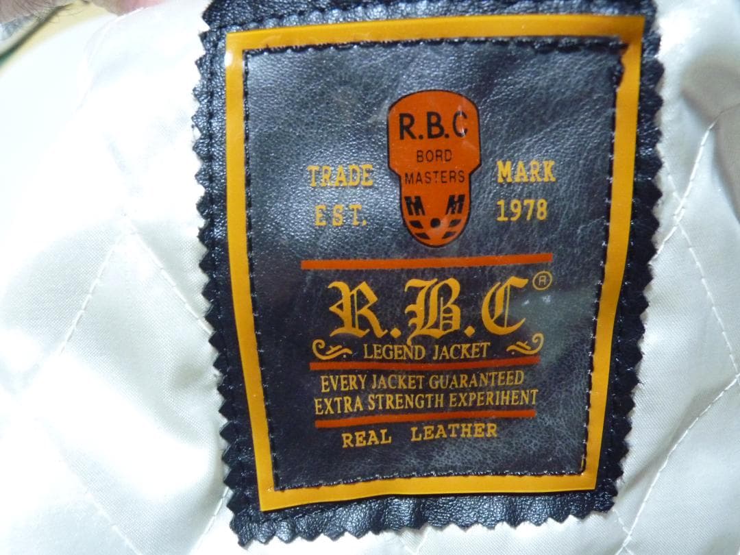 アラレ3号　RBC　本革　レザージャケット　ブラック＆ホワイト　XL