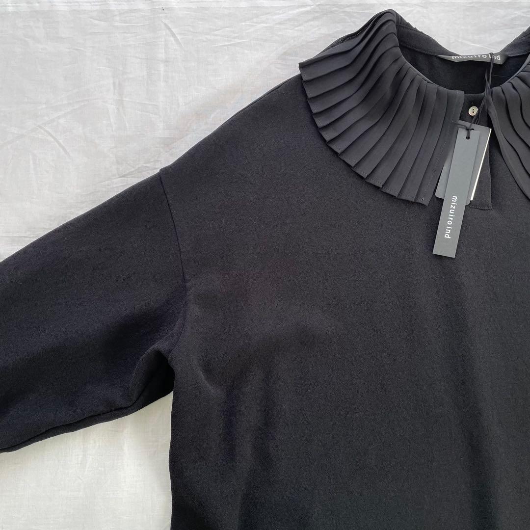 mizuiro ind ミズイロインド プリーツカラー ワンピース 黒