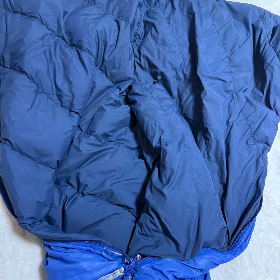 人気モンベル　スパイラルダウンハガー#5ブルー寝袋右ジップ　クリーニング済