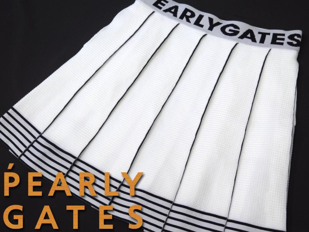 新品● パーリーゲイツ ●ワッフル素材　プリーツスカート　ホワイト/L