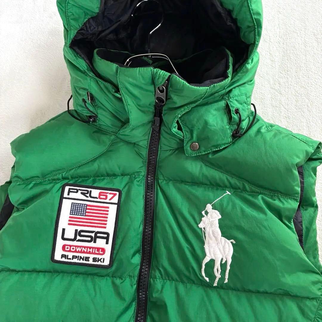 ラルフローレン ダウンベスト フード M 星条旗 ビッグポニー ワッペン
