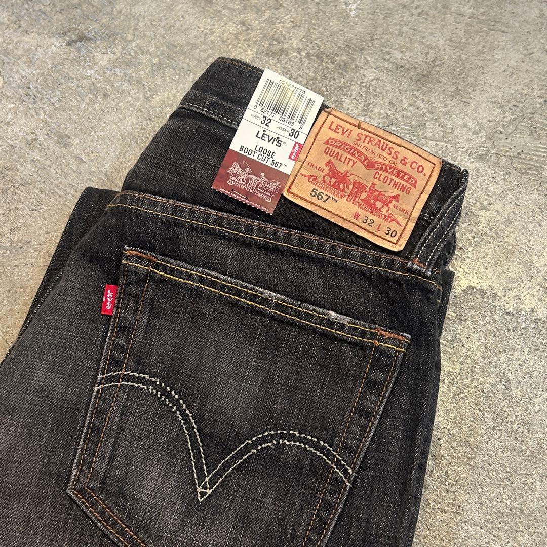 デッドストック Levi's 567 リーバイス デニム パンツ 黒 32x30