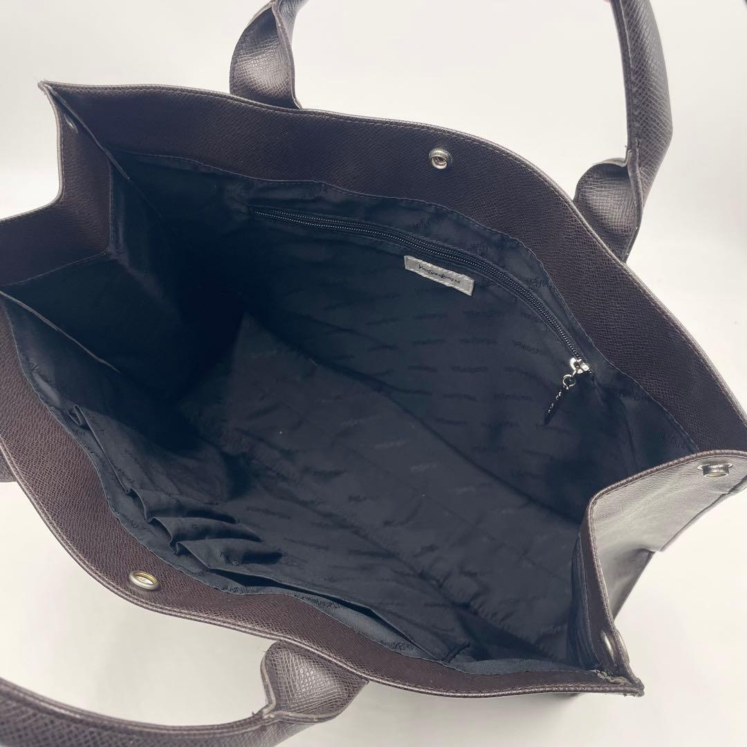 イヴ サン ローラン トートバッグ 大容量 オールレザー ビジネス ブラウン