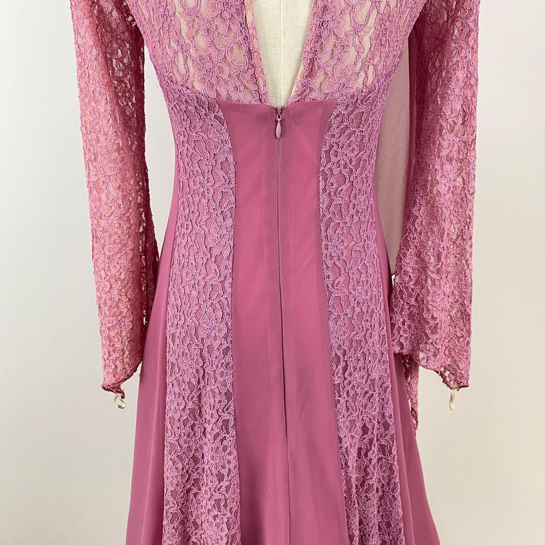 訳あり美品 社交ダンス ドレス ロングワンピース 派手 レース