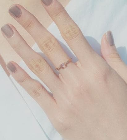 エテ K10YG レイヤード ムーンストーン リング