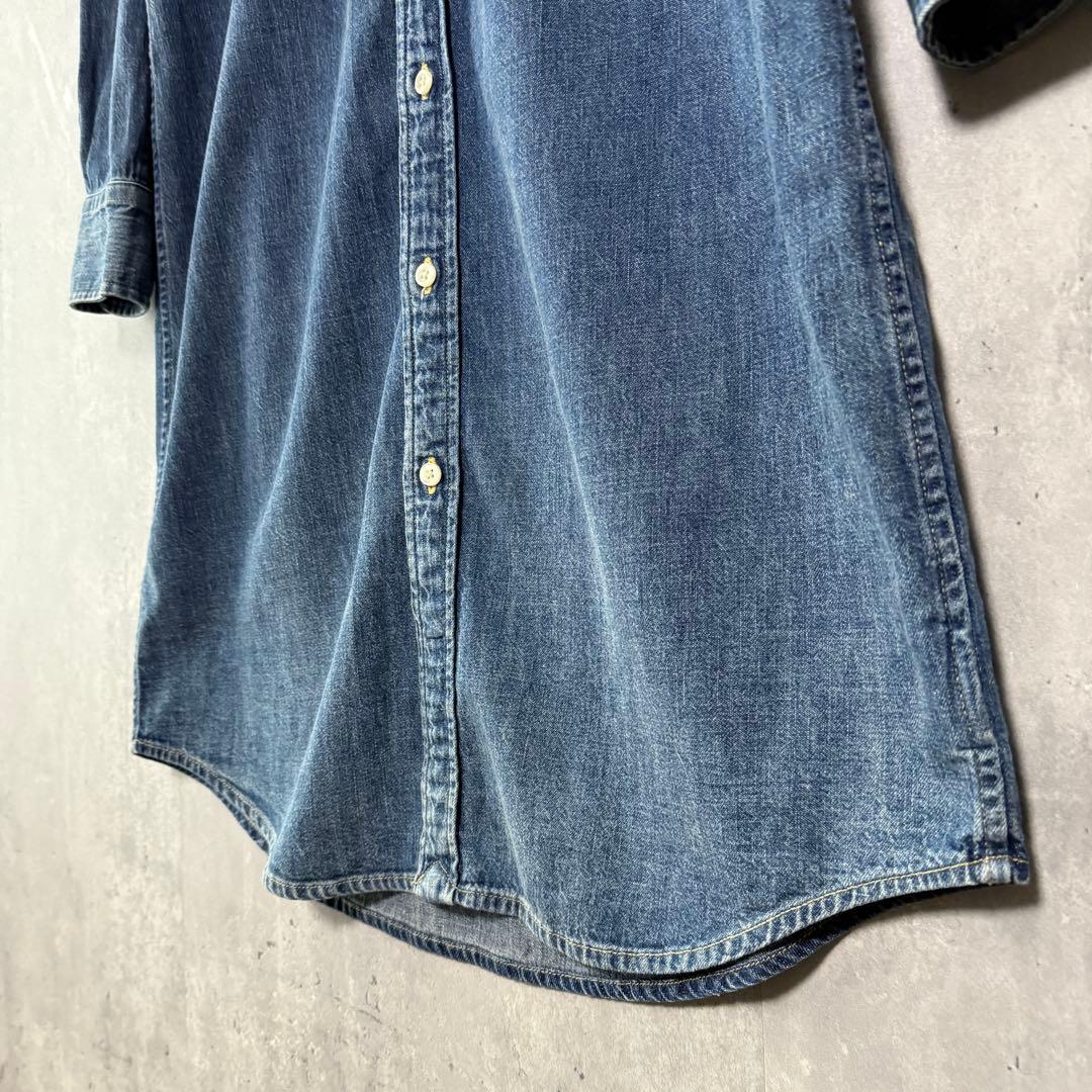 ラルフローレン デニムシャツワンピース ホースロゴ刺繍 インディゴ 美品 SP