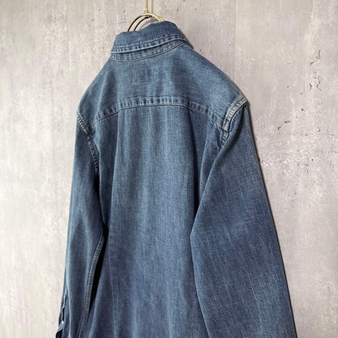 ラルフローレン デニムシャツワンピース ホースロゴ刺繍 インディゴ 美品 SP