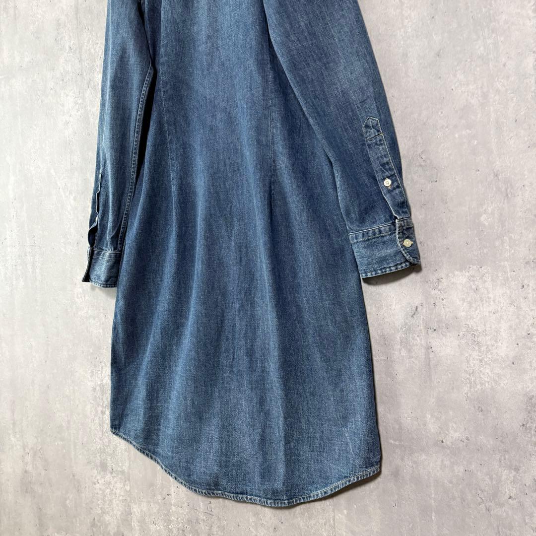 ラルフローレン デニムシャツワンピース ホースロゴ刺繍 インディゴ 美品 SP