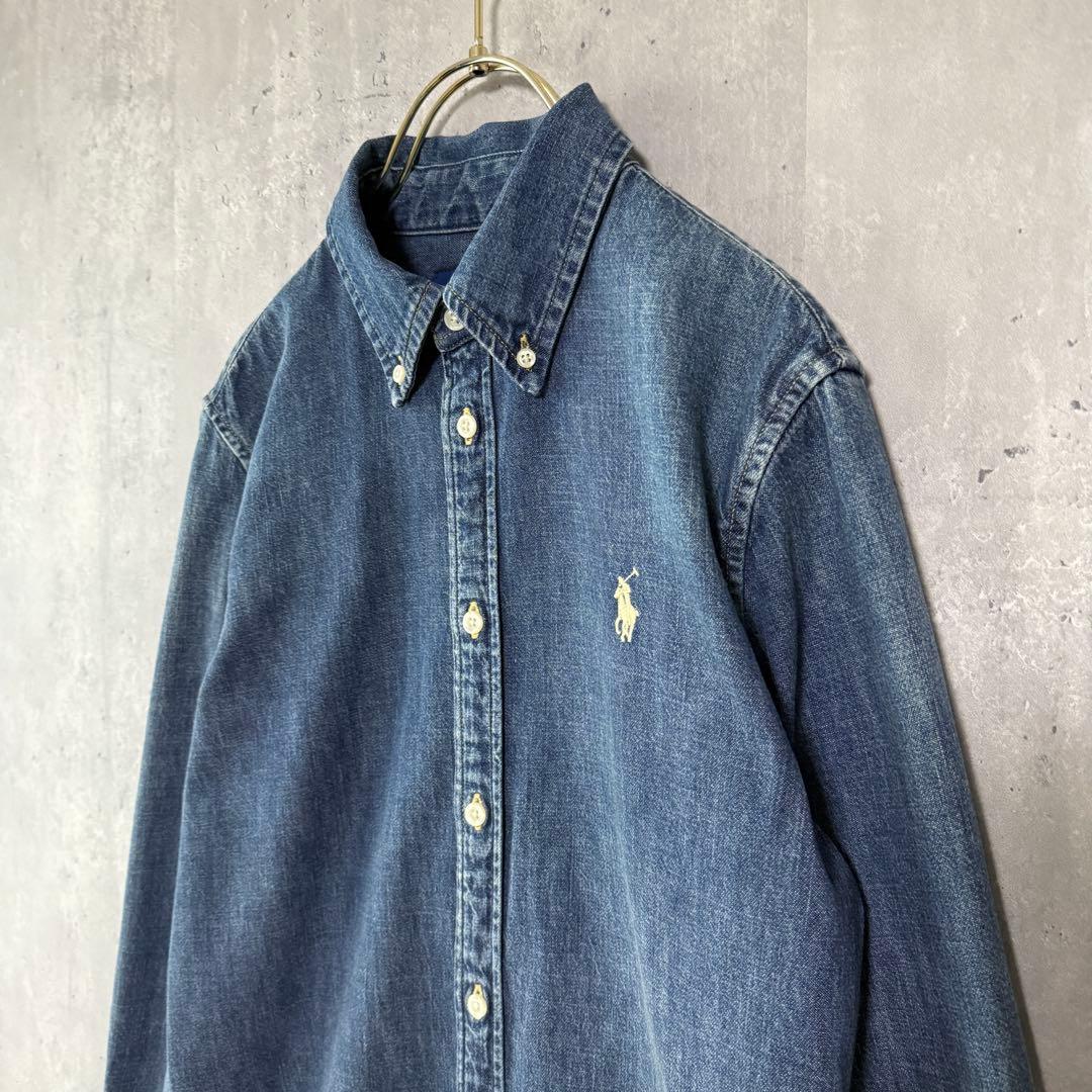ラルフローレン デニムシャツワンピース ホースロゴ刺繍 インディゴ 美品 SP