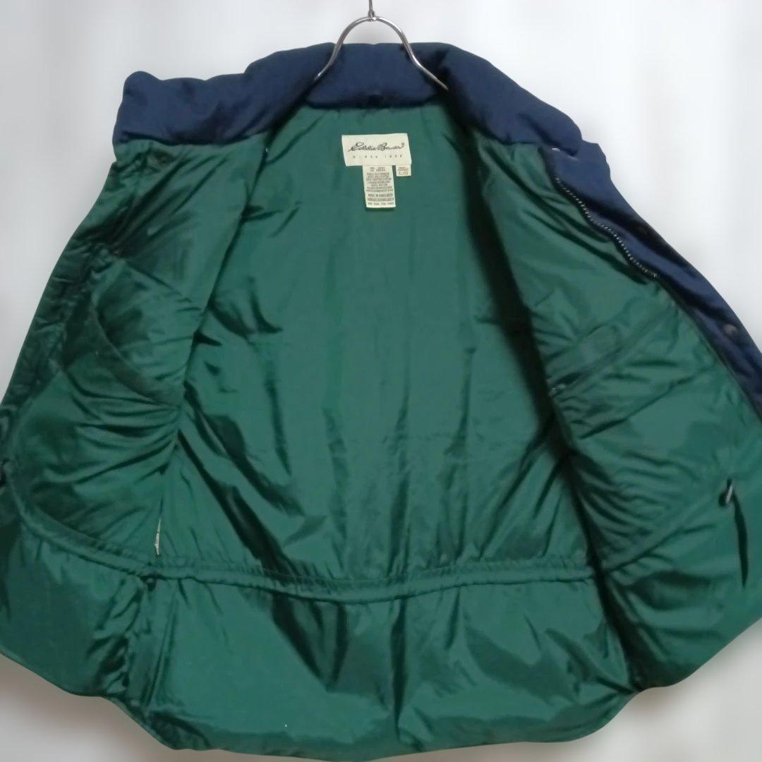 白タグ★Eddie Bauer エディバウアー　ダウンベスト　メンズL 紺　古着