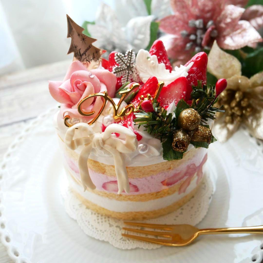 【ひまわり様】◆フェイクスイーツ◆ローズ＆リボン♡賑やか♬苺のX'masケーキ◆