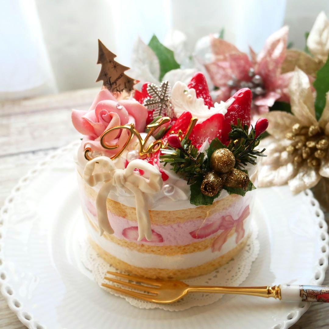 【ひまわり様】◆フェイクスイーツ◆ローズ＆リボン♡賑やか♬苺のX'masケーキ◆