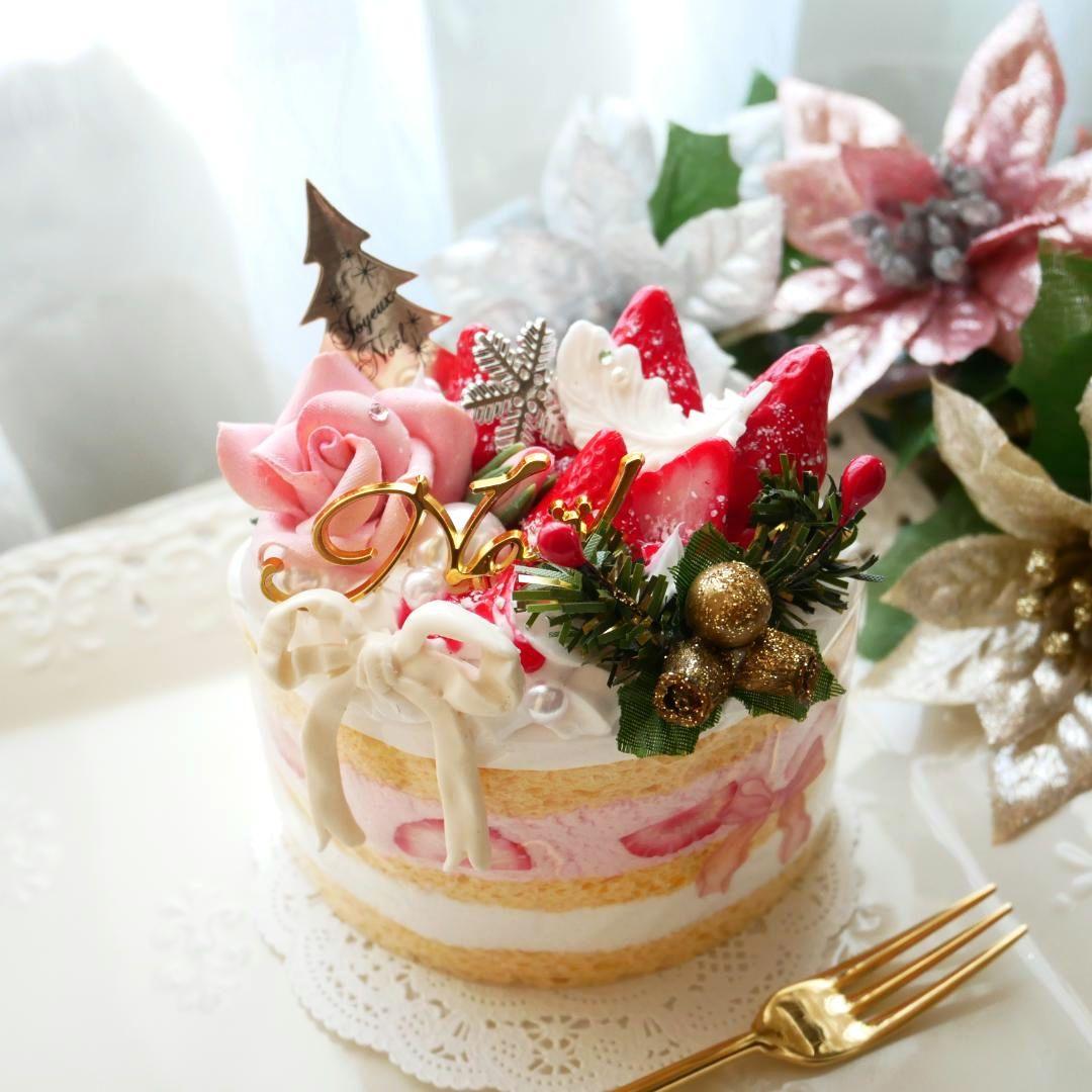 【ひまわり様】◆フェイクスイーツ◆ローズ＆リボン♡賑やか♬苺のX'masケーキ◆