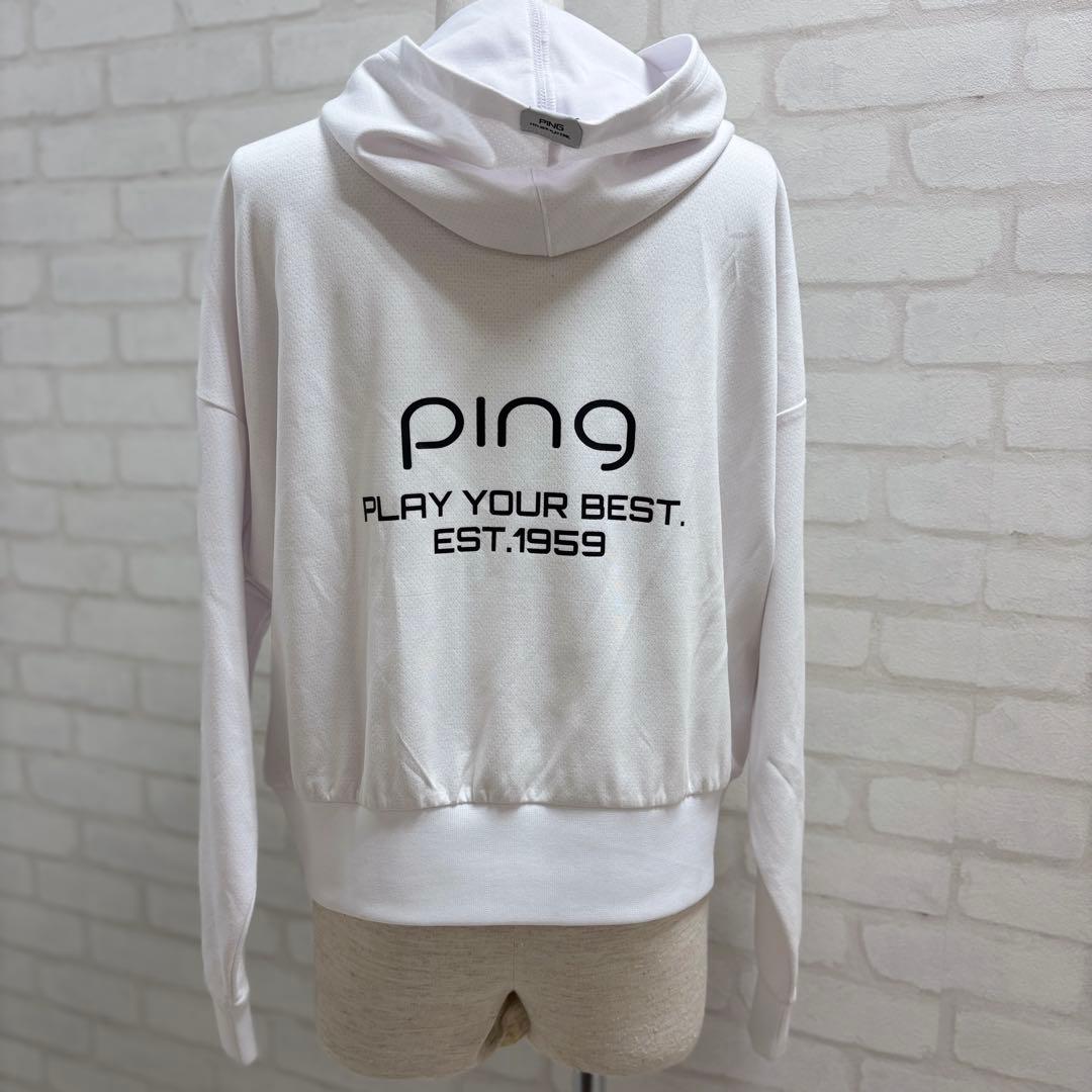 ★美品★ PING ゴルフウェア フード付き Tシャツ パーカー M ホワイト