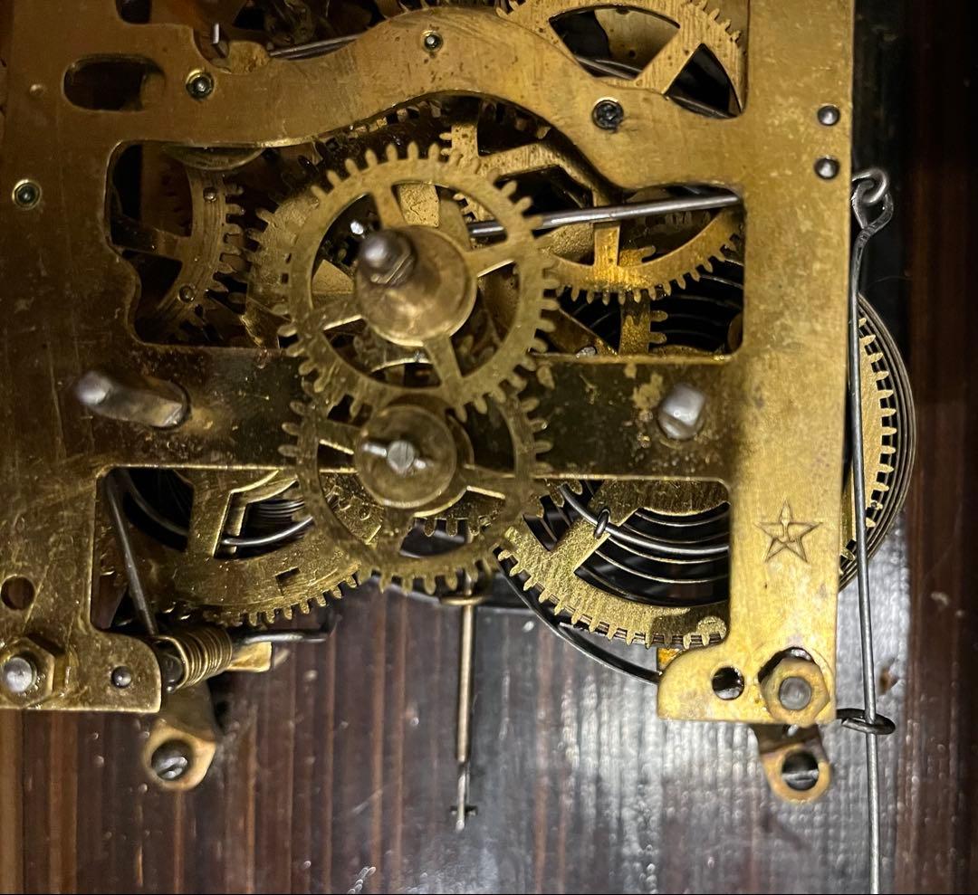 ユンハンス　五つ星ロゴ　柱時計　古時計　振り子　アンティーク　ゼンマイ　精工舎