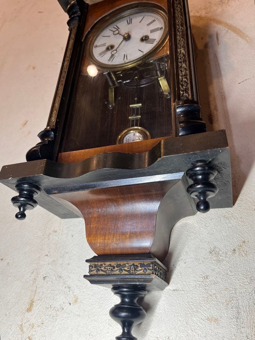 ユンハンス　五つ星ロゴ　柱時計　古時計　振り子　アンティーク　ゼンマイ　精工舎