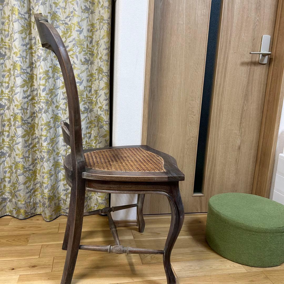 アンティーク　ヴィンテージ風　ヨーロピアン調　マホガニー×ラタン　チェア