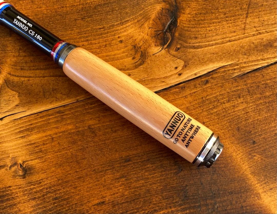 小物釣り竿　タナゴ竿　ブラック×ホワイト　180cm ウッドグリップ　振り出し竿