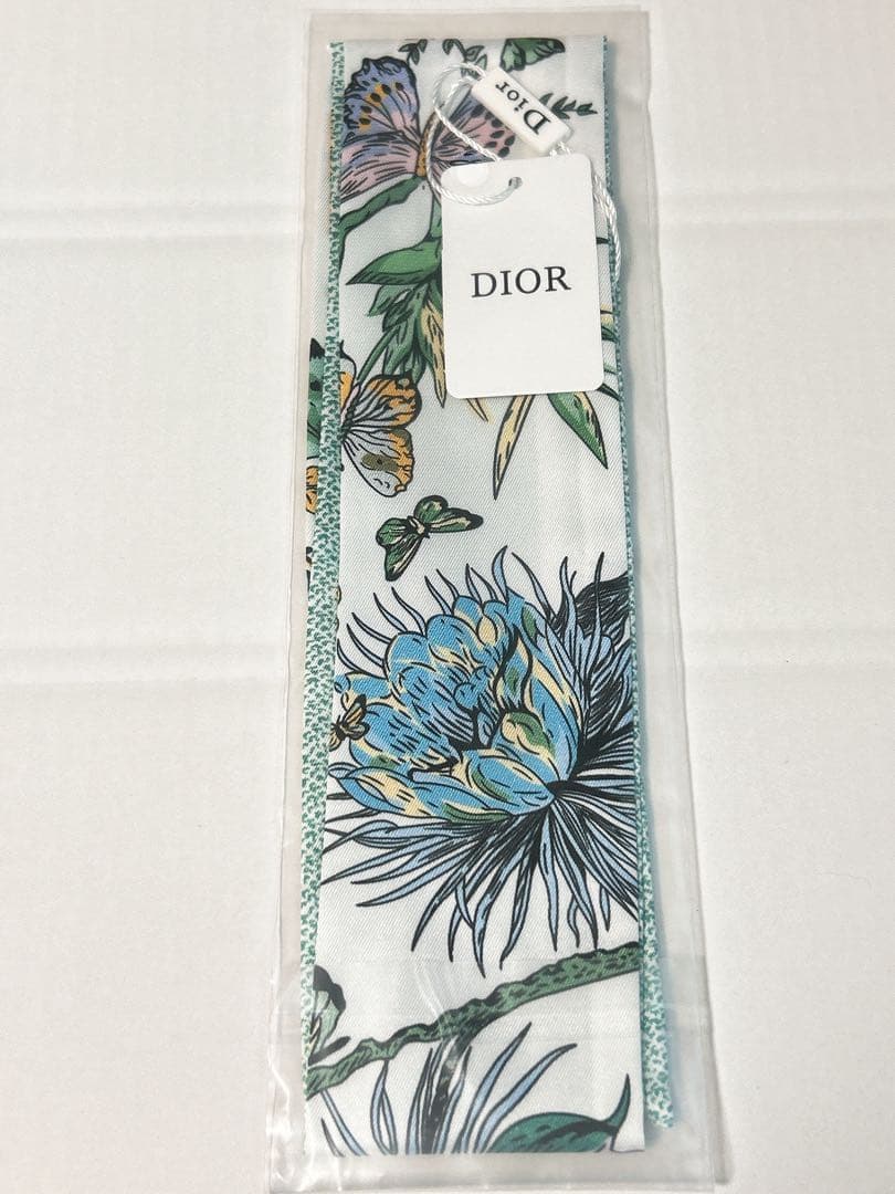 フラワー　バタフライ　スカーフ グリーンDIOR