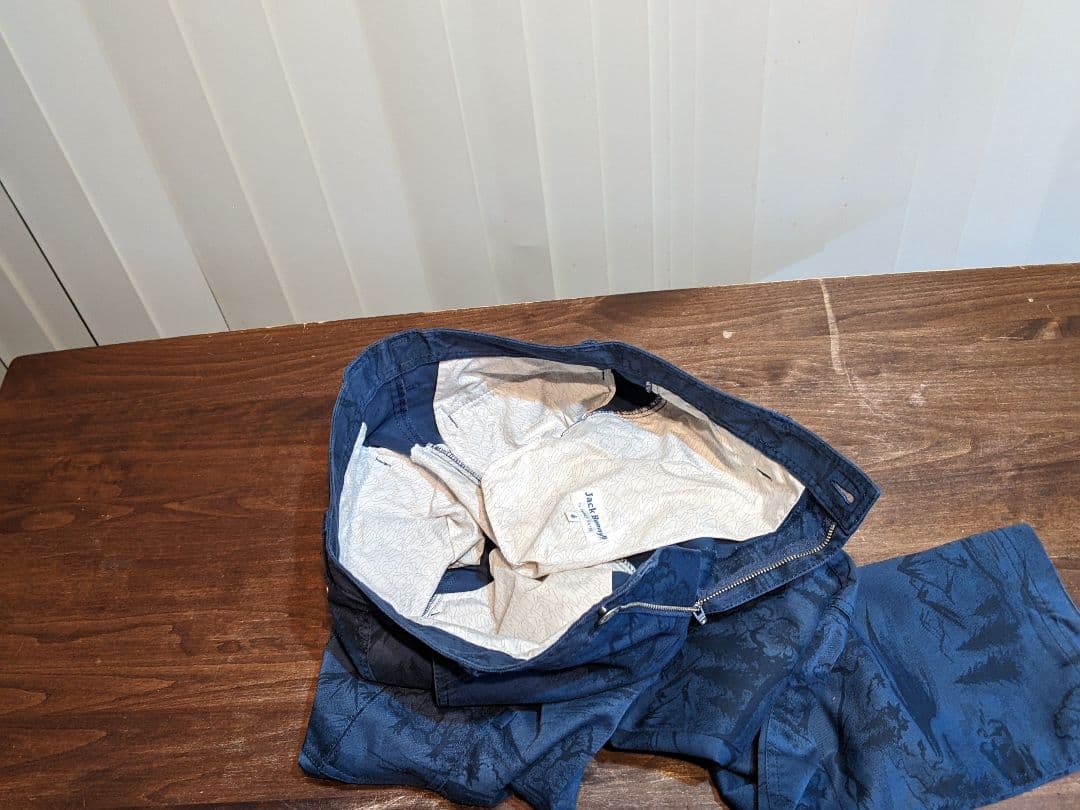 パーリーゲイツ　ジャックバニー　カーゴパンツ　風　ロングパンツ　総柄　ゴルフ　紺