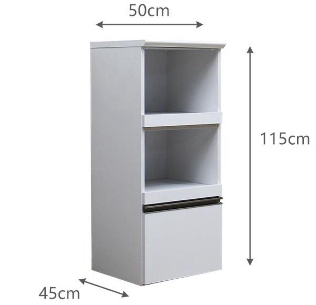 レンジ台　50cm ホワイト　鏡面仕上げ