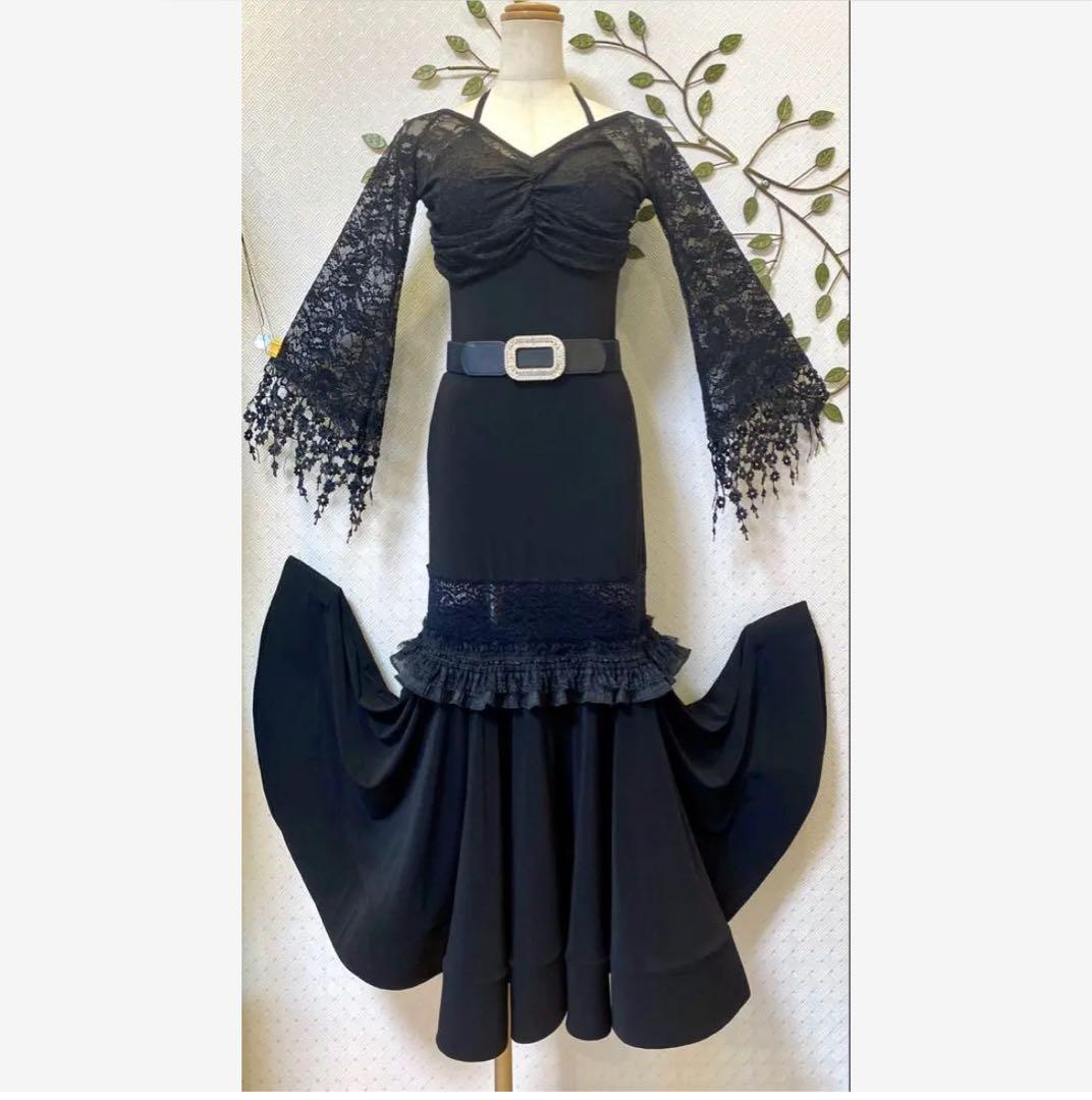 社交ダンス★新品★レッスンウェア★レオタード★スカート★ベルト★セット★レース
