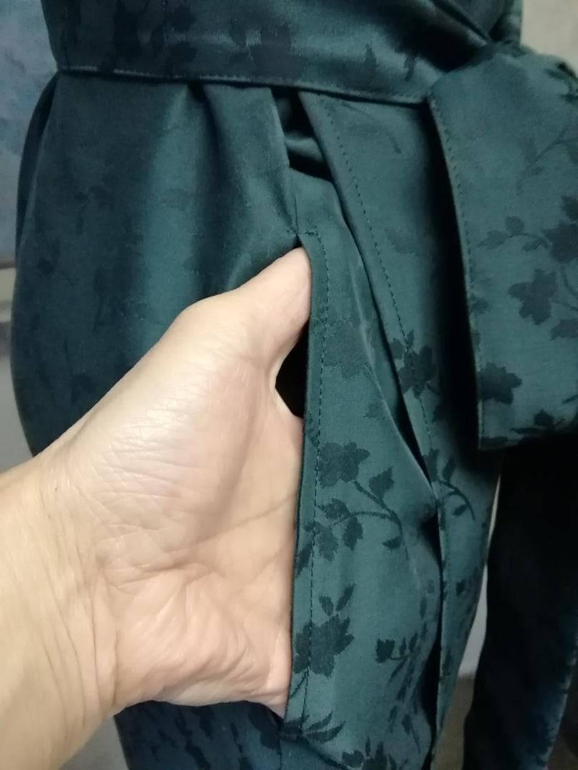 【日本製】S~3L ジャガード織 深緑 茶道お稽古用エプロン127100-70