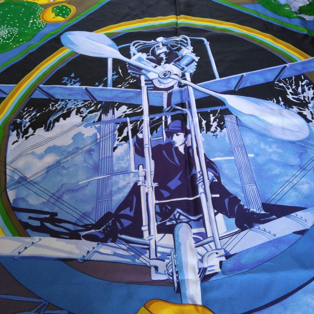 CARTIER カルティエ　シルク100% 大判スカーフ 地球儀　時計