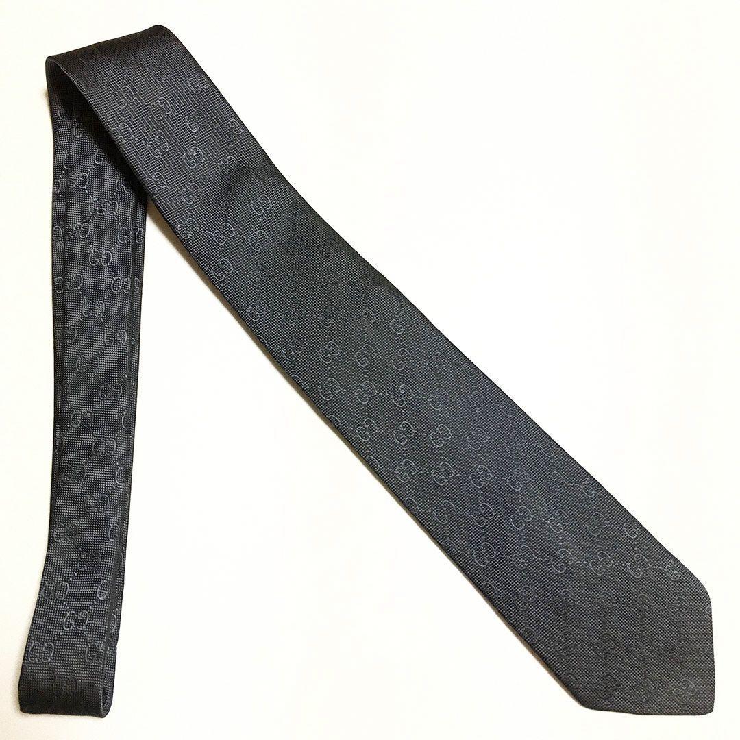 未使用級 グッチ GUCCI ネクタイ シルク GG柄 総柄 ダブルG