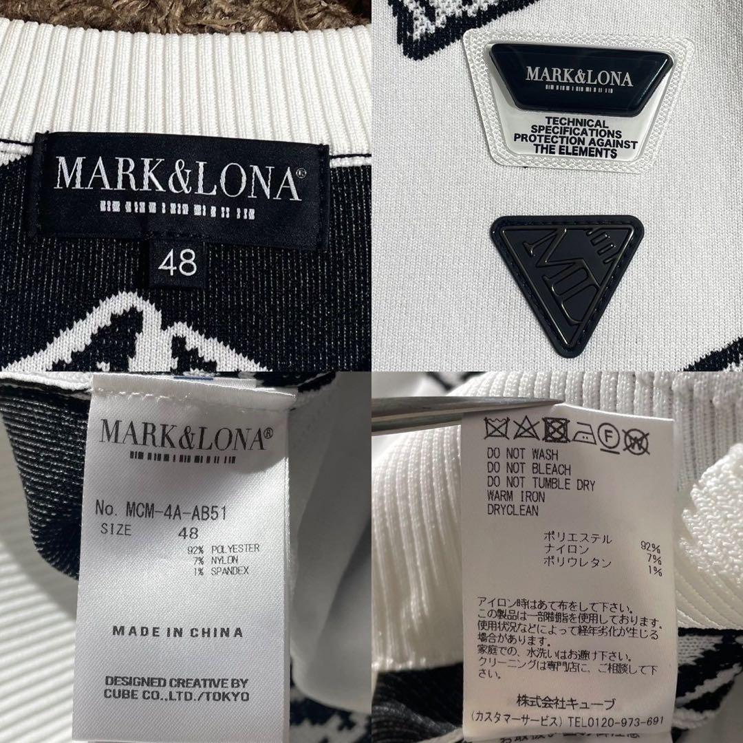 MARK&LONA ニットトレーナー ロゴ ホワイト サイズ48 Lサイズ