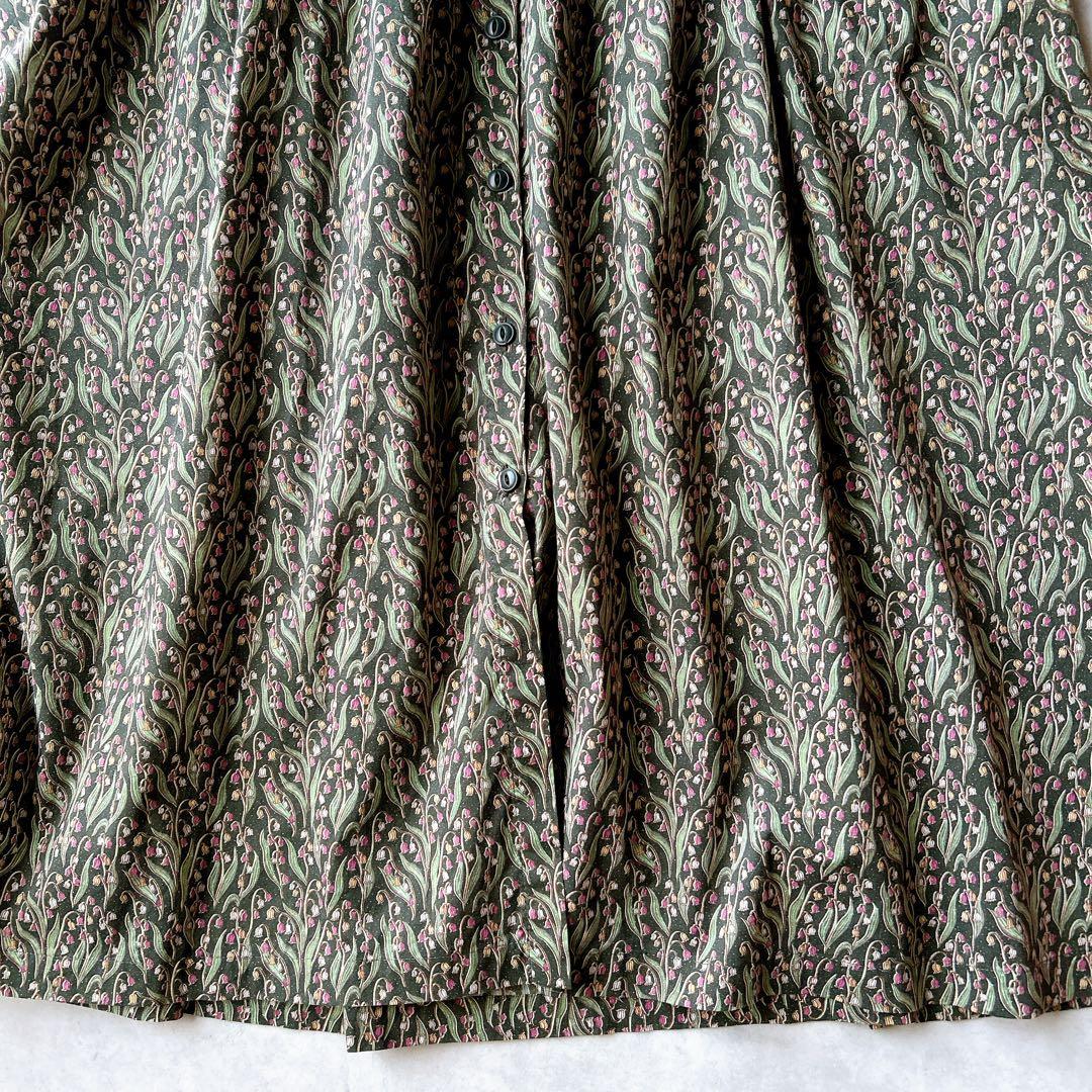 美品☆みなとのてんらんかい　ロングワンピース　リバティ　タナローン　花柄　M