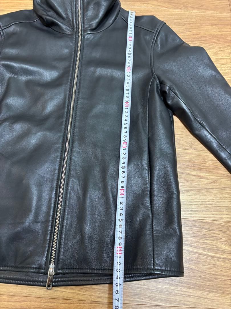 UNITED TOKYO 羊革 フード付き レザージャケット M ブラック