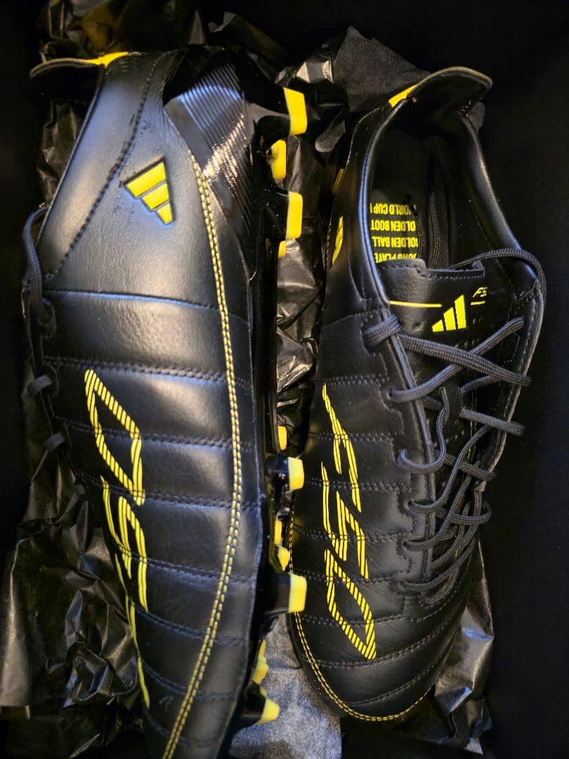 28.0cm adidas F50 レザー2010 サッカーシューズ黒/黄