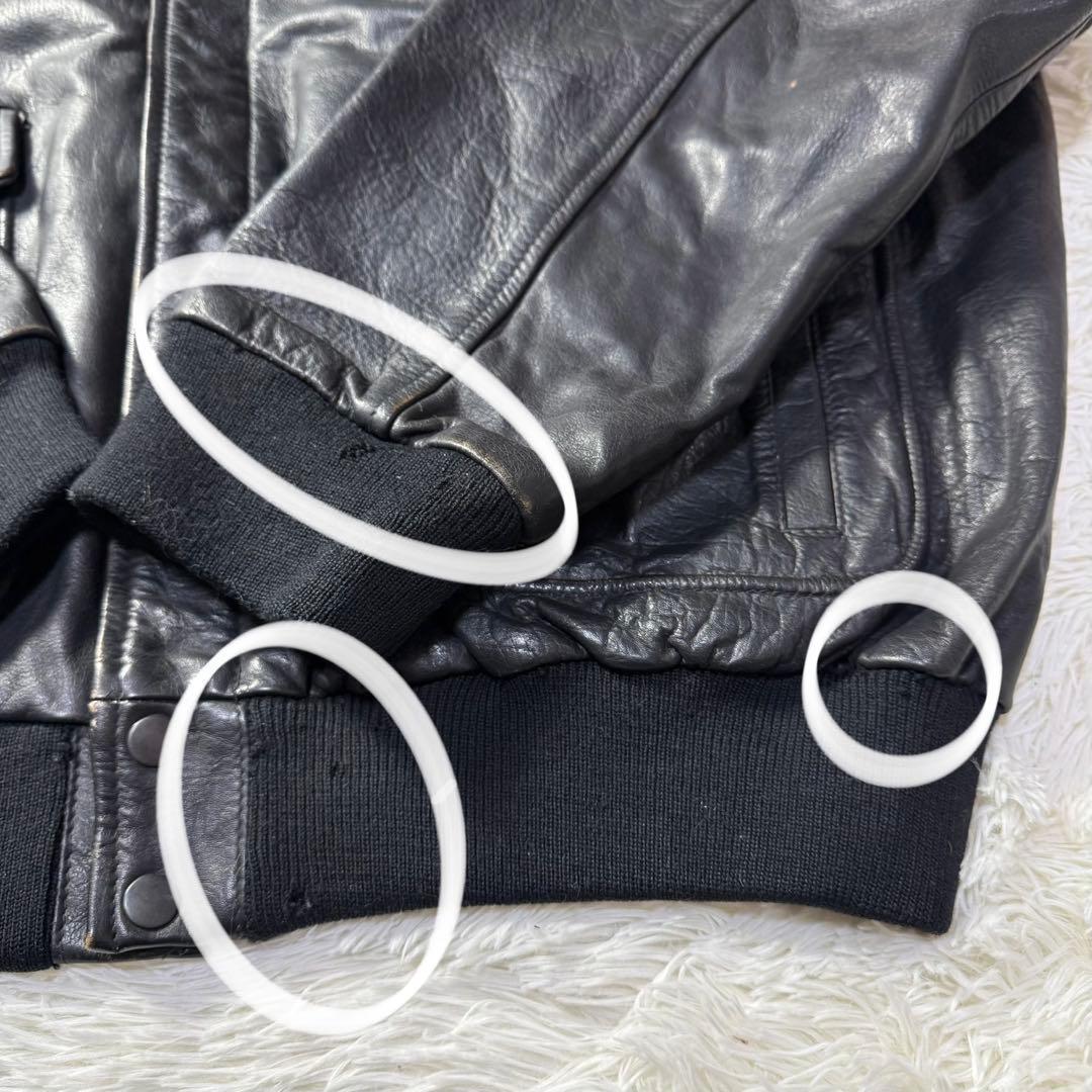 【90s】A-2 ブラックレザー フライトジャケット 牛革 ナッパレザー XL